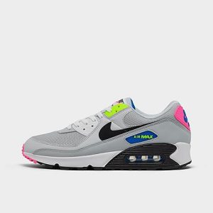 Nike Men&apos;s Air Max 90 Casual Shoes in Grey/Pure Platinum Size 9.5 Leather - 3179239