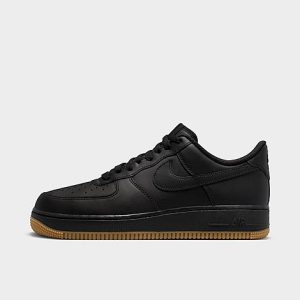 Nike Men&apos;s Air Force 1 &apos;07 Gum Casual Shoes in Black/Black Size 13.0 Leather - 3550475