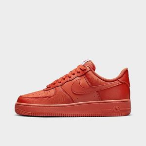 Nike Women&apos;s Air Force 1 Low Casual Shoes in Red/Mantra Orange Size 12.0 Leather - 3522819