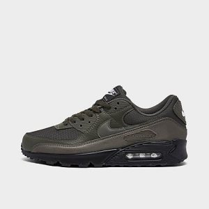 Nike Men&apos;s Air Max 90 Casual Shoes in Grey/Cargo Khaki Size 14.0 Leather - 3223347