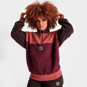 Nike Women&apos;s Fleece Quarter Zip Sweatshirt in Red/Dark Beetroot Size XL 100% Polyester/Fleece/Wool - 5846303