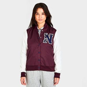 Nike Women&apos;s Varsity Jacket in Purple/Dark Beetroot Size Large 100% Polyester/Twill - 5846227