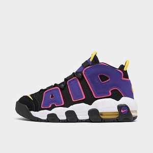 Nike Big Kids&apos; Air More Uptempo Basketball Shoes in Black/Black Size 7.0 Leather - 3221409