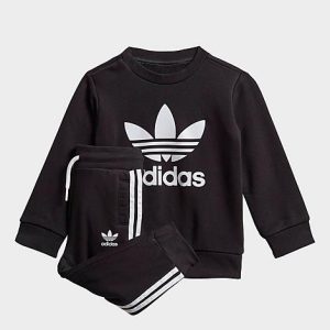 Adidas Infant and Kids&apos; Toddler Originals Crewneck Sweatshirt and Jogger Pants Set in Black/Black Size 12 M Cotton/Polyester - 5719753