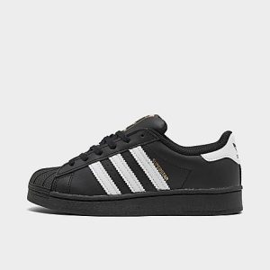 Adidas Little Kids&apos; Originals Superstar Casual Shoes in Black/Black Size 13.5 Leather - 5658448
