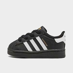 Adidas Kids&apos; Toddler Originals Superstar Casual Shoes in Black/Core Black Size 9.0 Leather - 2515055