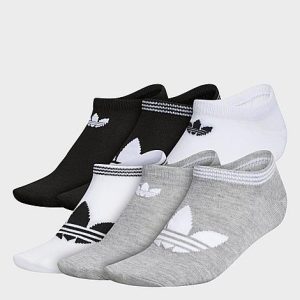 Adidas Women&apos;s Originals 6-Pack No-Show Socks in Black/White/Grey/Heather Grey Size Medium Cotton - 8097579