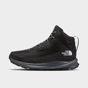 The North Face Inc Big Kids&apos; Fastpack Hiker Mid Waterproof Boots in Black/TNF Black Size 6.0 Leather/Polyester - 3532152