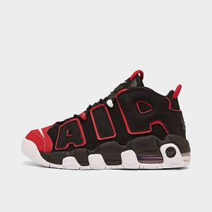 Nike Big Kids&apos; Air More Uptempo Basketball Shoes in Black/Black Size 7.0 Leather - 3221401