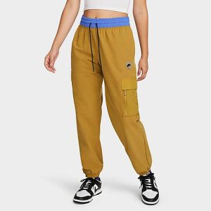 Nike Women&apos;s Woven Cropped Cargo Jogger Pants in Brown/Golden Moss Size XL - 5889525