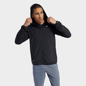 Reebok Men&apos;s Training Essentials Woven Full-Zip Jacket in Black/Black Size Small 100% Polyester - 5735941