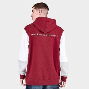 Mitchell And Ness Men&apos;s Texas Southern Tigers College Colorblock Hoodie in Red/Maroon Size Large Fleece - 5790523