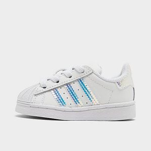 Adidas Girls&apos; Toddler Originals Superstar Casual Shoes in White/Cloud White Size 5.0 Leather - 2525830