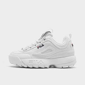 Fila Big Kids&apos; Disruptor 2 Premium Casual Shoes in White/White Size 7.0 Leather - 2421394