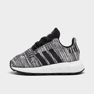 Adidas Kids&apos; Toddler Originals Swift Run Casual Shoes in Black/White/Cloud White Size 7.0 Knit - 3027925