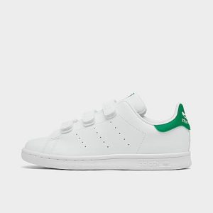 Adidas Little Kids&apos; Originals Stan Smith Primegreen Hook-and-Loop Casual Shoes in White/Cloud White Size 13.5 - 2990216