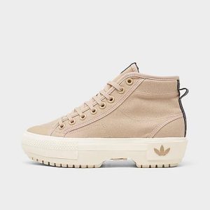Adidas Women&apos;s Originals Nizza Trek Sneaker Boots in Beige/Magic Beige Size 10.0 Canvas - 3198810