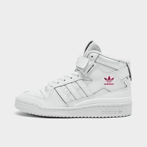 Adidas Women&apos;s Originals Forum Mid Casual Shoes in White/Cloud White Size 10.0 Leather - 3020778