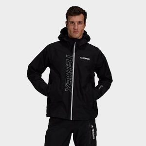 Adidas Men&apos;s Terrex GORE-TEX Paclite Full-Zip Rain Jacket in Black/ Size Small Polyester - 5740840