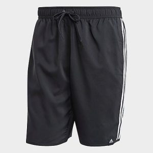 Adidas Men&apos;s Classic-Length 3-Stripes Swim Shorts in Black/Black Size XS Polyester - 5727258