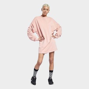 Reebok Women&apos;s Classics Natural Dye Crewneck Sweatshirt Dress in Pink/Frost Berry Size Small Cotton - 5771321