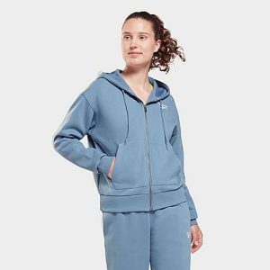 Reebok Women&apos;s Identity Zip-Up Training Hoodie in Blue/Blue Slate Size XS Cotton/Polyester/Fleece - 5792247