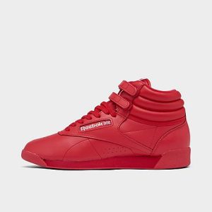 Reebok Women&apos;s Freestyle Hi Casual Shoes in Red/Vector Red Size 5.0 Leather - 3113743