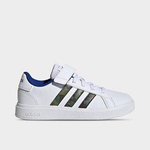 Adidas Big Kids&apos; Grand Court 2.0 Stretch Lace Casual Shoes in White/White Size 13.0 Leather/Lace - 3503429