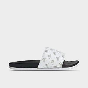 Adidas Men&apos;s Adilette Cloudfoam Plus Slide Sandals in White/White Size 12.0 - 3088225