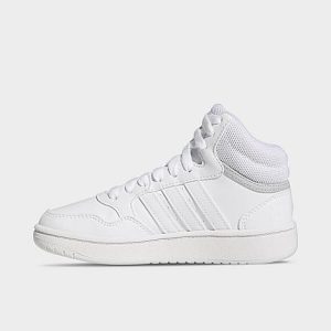 Adidas Big Kids&apos; Hoops Mid Casual Shoes in White/White Size 6.0 Leather - 3503241