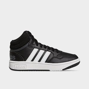 Adidas Big Kids&apos; Hoops Mid Casual Shoes in Black/Black Size 6.5 Leather - 3502968