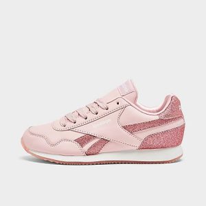 Reebok Girls&apos; Little Kids&apos; Royal Classic Jogger 2 Platform Casual Shoes in Pink/Porcelain Pink Size 13.0 Leather/Suede - 3174762
