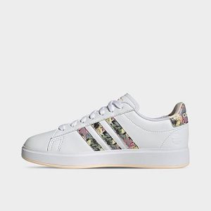 Adidas Women&apos;s Essentials Grand Court 2.0 Casual Shoes in White/Cloud White Size 9.0 Leather/Denim - 3505737