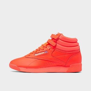 Reebok Women&apos;s Freestyle Hi Casual Shoes in Red/Orange Flare Size 8.5 Leather - 3113941