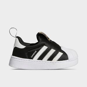 Adidas Kids&apos; Toddler Originals Superstar 360 Slip-On Casual Shoes in Black/White/Yellow/Black Size 6.0 - 3098367
