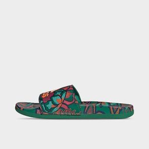 Adidas Women&apos;s Adilette Comfort Slide Sandals in Green/Bold Green Size 8.0 - 3506573