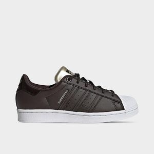 Adidas Women&apos;s Originals Superstar Casual Shoes in Black/Night Brown Size 6.0 Leather - 3546428