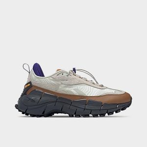 Reebok Men&apos;s Zig Kinetica 2.5 Edge Training Shoes in Brown/Off-White/Chalk Size 13.0 Leather - 3548981