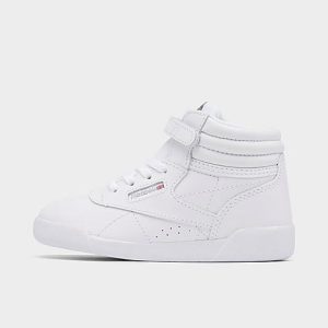 Reebok Girls&apos; Toddler Freestyle Hi Casual Shoes in White/White Size 8.0 Leather - 3113393
