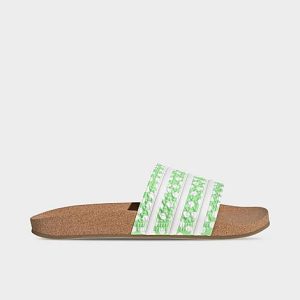 Adidas Women&apos;s Adilette Print Slide Sandals in Green/White/Glory Mint Size 11.0 - 3546635
