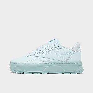 Reebok Women&apos;s Club C Double Geo Casual Shoes in Blue/Whisper Blue Size 10.5 Leather - 3510446