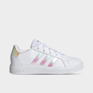 Adidas Big Kids&apos; Grand Court Casual Shoes in White/Cloud White Size 2.0 Leather - 3503393