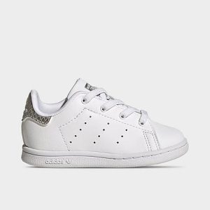 Adidas Kids&apos; Toddler Originals Stan Smith Stretch Lace Recycled Casual Shoes in White/Cloud White Size 10.0 Leather - 3545839