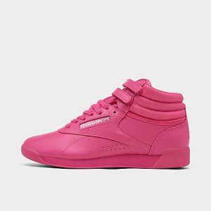 Reebok Women&apos;s Freestyle Hi Casual Shoes in Pink/Pursuit Pink Size 6.0 Leather - 3113925