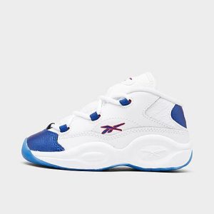 Reebok Kids&apos; Toddler Question Mid Basketball Shoes in Blue/White/Footwear White Size 10.0 Leather - 3113194