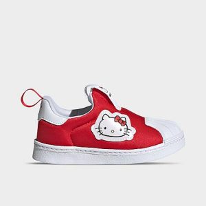 Adidas Girls&apos; Toddler Originals x Hello Kitty Superstar 360 Casual Shoes in Red/Vivid Red Size 7.0 - 3545720