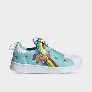 Adidas Girls&apos; Little Kids&apos; Originals x The Simpsons Superstar 360 Casual Shoes in Blue/Cloud White Size 13.5 - 3543096
