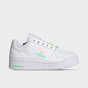 Adidas Girls&apos; Little Kids&apos; Originals Forum Bold Casual Shoes in White/Cloud White Size 6.0 Leather - 3545248
