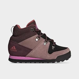 Adidas Little Kids&apos; Terrex Climawarm Snowpitch Winter Shoes in Purple/Shadow Maroon Size 12.5 Canvas/Suede - 3548119