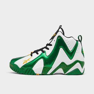 Reebok Men&apos;s Hurrikaze II Basketball Shoes in Green/White Size 14.0 Leather/Suede - 3224714